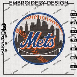 MLB New York Mets Embroidery Design, MLB Embroidery, MLB New York Mets Embroidery, Machine Embroidery Design Files