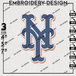 MLB New York Mets Embroidery Design, MLB Embroidery, MLB New York Mets Logo Embroidery, Machine Embroidery Design