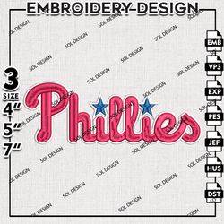 MLB Philadelphia Phillies Embroidery Design, MLB Machine Embroidery, MLB Phillies Embroidery, Machine Embroidery Design