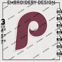 MLB Philadelphia Phillies Embroidery Design Files, MLB Embroidery, MLB Phillies Embroidery, Machine Embroidery Design
