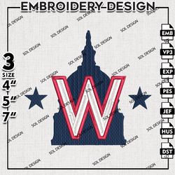 MLB Washington Nationals Embroidery Design, MLB Embroidery, MLB Nationals Machine Embroidery, Machine Embroidery Design