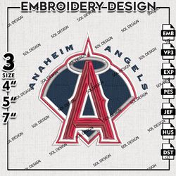 MLB Los Angeles Angels Embroidery Design, MLB Logo Embroidery, MLB Angels Embroidery, Machine Embroidery Design