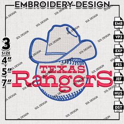 Texas Rangers Embroidery Design, MLB Texas Rangers Embroidery files, Texas Rangers MLB Teams, Digital Download
