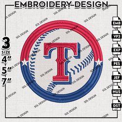 MLB Texas Rangers Embroidery Design, MLB Logo Embroidery, MLB Texas Rangers Embroidery, Machine Embroidery Design