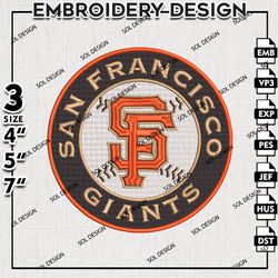MLB San Francisco Giants Embroidery Design, MLB Embroidery, MLB Giants Logo Machine Embroidery, Embroidery Design