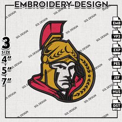 NHL Ottawa Senators Logo Embroidery Design, NHL Embroidery, NHL Ottawa Senators Embroidery, Machine Embroidery Design