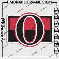 NHL Ottawa Senators Embroidery Design, NHL Logo Embroidery, NHL Ottawa Senators Embroidery, Machine Embroidery Design