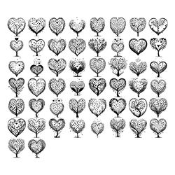 Love Tree Valentine Element Draw Black