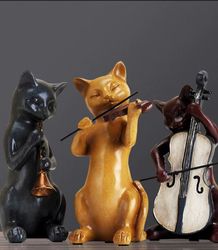 American Country Home Music Cat Figurine