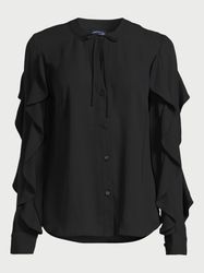 scoop women's ruffle sleeve blouse - black