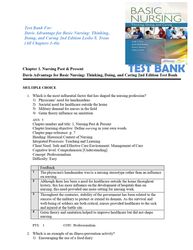 Test Bank For Davis Advantage for Basic Nursing- Thinking, Doing, and Caring 2nd Edition Leslie S. Treas