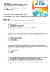 Test Bank For- Davis Advantage for Basic Nursing- Thinking, Doing, and Caring- Thinking, Doing, and Caring 3rd Edition