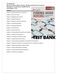 Test Bank For Brown's Evidence-Based Nursing- The Research-Practice Connection 5th Edition, Emily W. Nowak, Renee Colsch