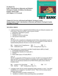 Test Bank Leifers Introduction to Maternity and Pediatric Nursing in Canada, 1st Edition, Lisa Keenan-Lindsay, Gloria L