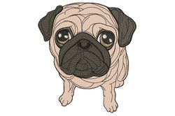 Pug dog embroidery design 3 Sizes reading pillow-INSTANT D0WNL0AD