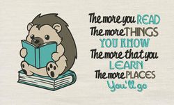 The more you read with Hedgehog read 2 designs reading pillow-INSTANT D0WNL0AD