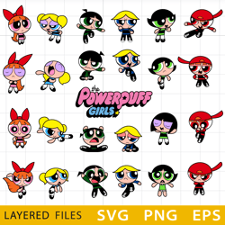 Powerpuff girls Layered, Powerpuff Cricut file, Powerpuff Cut files, Powerpuff Digital download