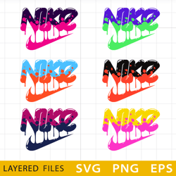Swoosh Logo Bundle Layered SVG, Cricut file, Nike logo PNG, Layered digital vector file, Digital download, Decal