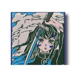 Sword girl  : NARUTO Design, Demon Slayer Embroidery Designs, Anime Embroidery Designs, Machine Embroidery Design File