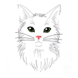 CUTE CAT   : The digitized design is then stitched onto fabric using colored threads to create a high-quality