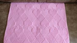 Peace blanket crochet pattern, reversible textured rectangle blanket for girl, baby blanket pattern, baby girl blanket