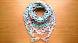 Multicolor lace shell shawl crochet pattern, crochet shawl pattern, crochet triangle scarf pattern, cotton shawl pattern