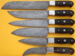 handmade damascus steel kitchen chef knife buffalo horn handle knives