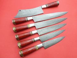 custom handmade damascus steel kitchen chef knives set 6 pieces