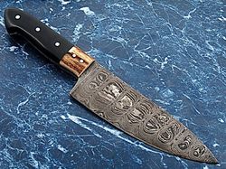 12" inches damascus chef knife handmade chef kitchen knife buffalo horn handle