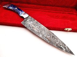 damascus chef knife -13" inches chef kitchen knife fiber glass resin