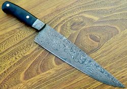 custom handmade damascus steel knives kitchen chef knife black micarta handle