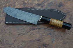custom handmade damascus knives-12.5" damascus steel santoku kitchen chef knife