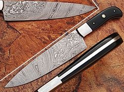 custom handmade damascus knives-12" buffalo horn handle chef knife