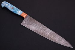 custom handmade damascus knives-13" chef kitchen colored camel bone chef knife