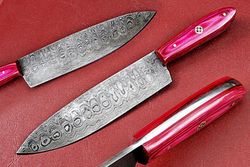 custom handmade damascus knives-11.50" inches beautiful wood handle chef knife