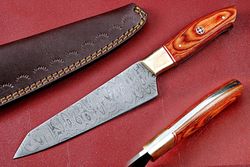 damascus knives custom handmade-10" walnut wood handle chef knife