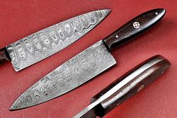 damascus knives custom handmade-11" inches beautiful rose wood handle chef knife