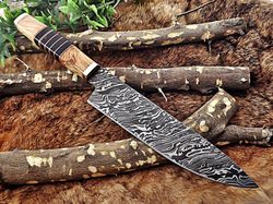 damascus chef knives-14" inches beautiful olive wood handle chef kitchen knife