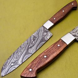 damascus chef knives-12.5" inch beautiful rose wood handle chef kitchen knife