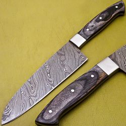 damascus knives custom handmade-12" inches black wood handle chef kitchen knife