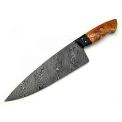 damascus knives custom handmade-12" inches olive wood handle chef kitchen knife