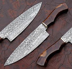damascus knives custom handmade-13" inches rose wood handle chef kitchen knife