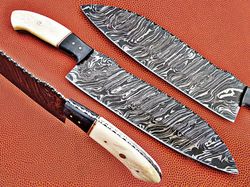 damascus knives-12" inches beautiful bone & horn handle damascus chef knife