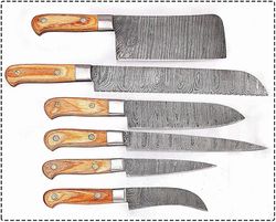 custom handmade damascus knives blade 7 pc's chef/kitchen knives set