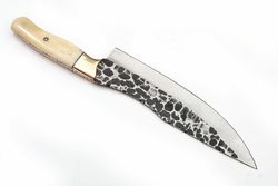 handmade and hand-forged chef knife 12 inches bone handle with leather cover
