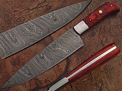 damascus knives custom handmade-13" inches pakka wood handle chef kitchen knife
