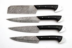 beautiful damascus steel kitchen chef knives kit lot of 4 chef kitchen knives