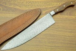 damascus knives custom handmade-15" inches rose wood handle chef kitchen knife