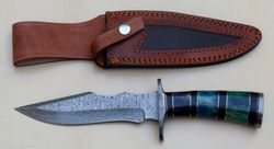 custom handmade damascus steel hunting knife