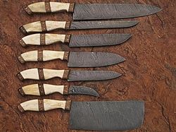 custom handmade damascus steel chef&kitchen knives set